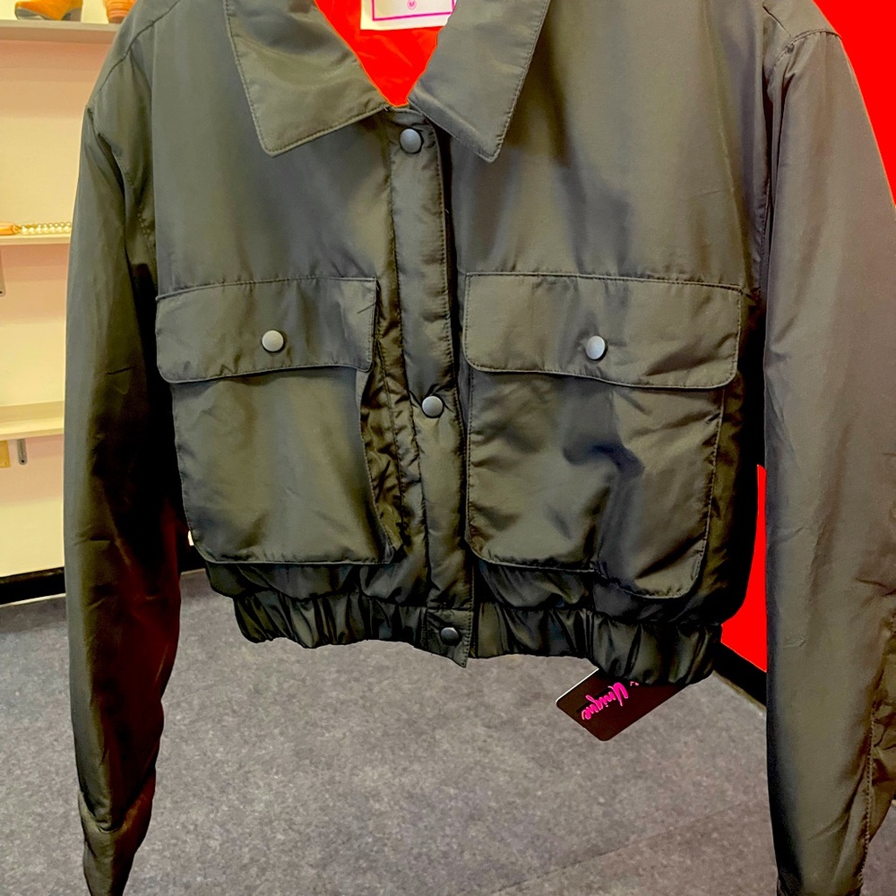Cropped Puff Bomber Jacket